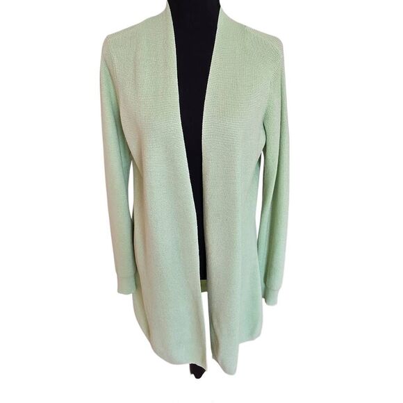 RED Womens Open Front Knit Long Cardigan Sweater Light Green Size Medium - Picture 1 of 11